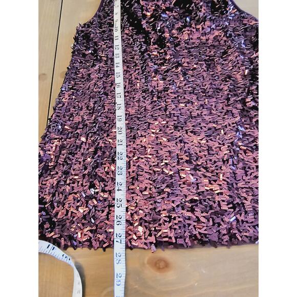 DS by Debbie Shuchat Sequin Tank Top Women's Size M Purple Sleeveless Party Cami - Picture 10 of 16